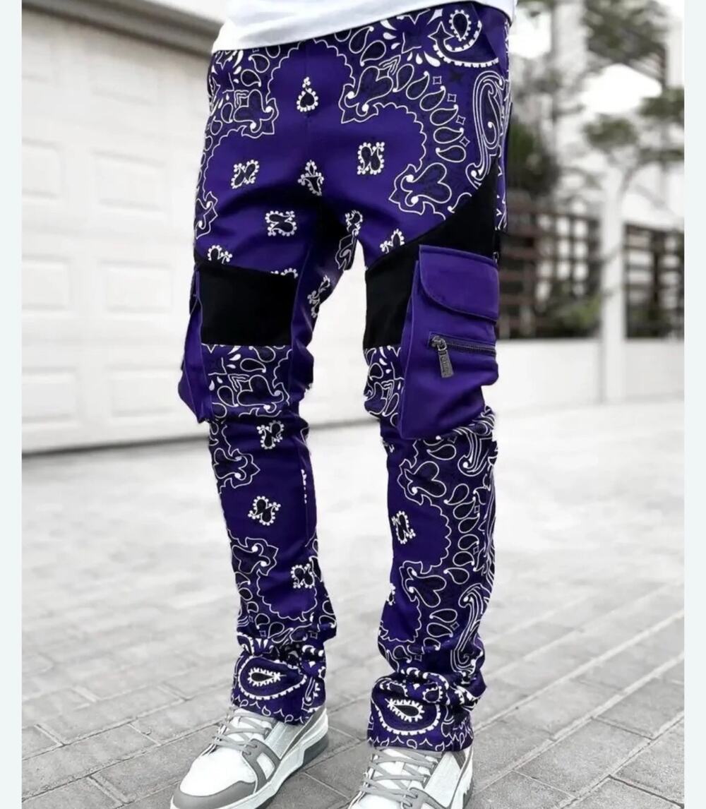 Guapi limited edition drop paisley bandana purple jogger pants 38